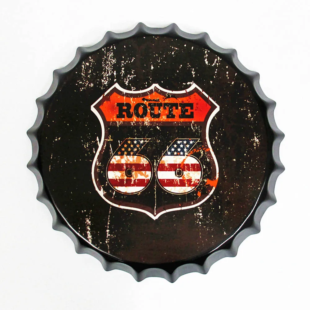 35cm Vintage Bottle Cap Metal Tin Signs Pub Bar Retro Wall Decor Metal Plate Home Decor Plaques Art Poster