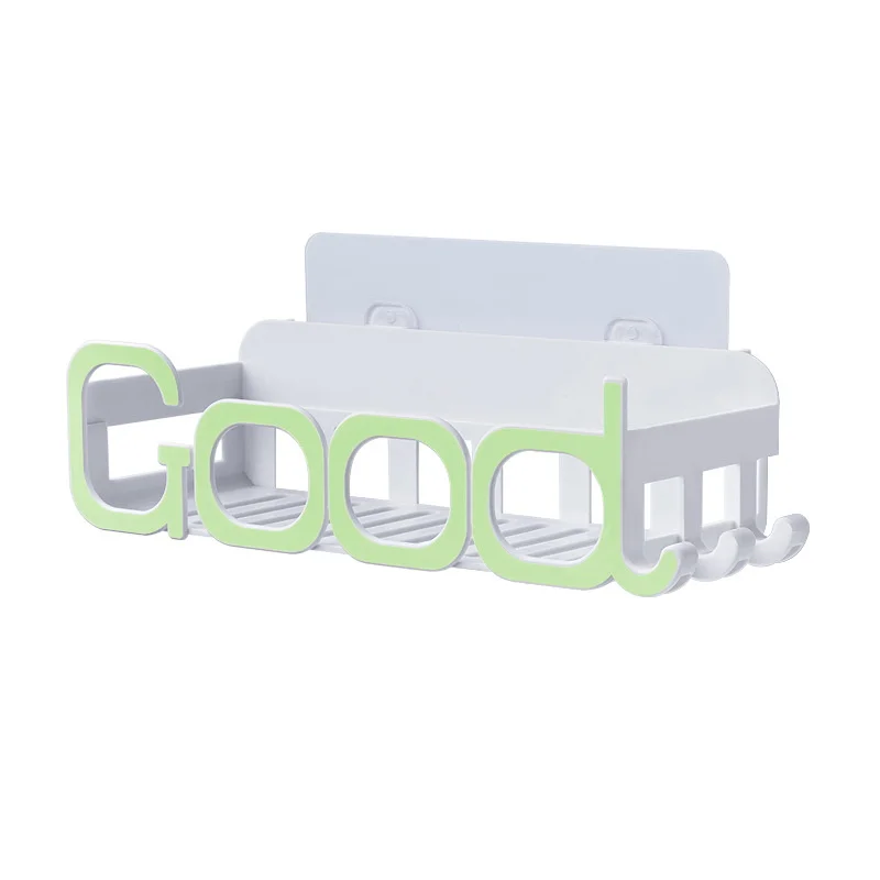 GOOD green Настенная полка для ванной комнаты, угловая полка для ванной, держатель для хранения, кухонная настенная присоска, водонепроницаемый органайзер для ванной комнаты - Цвет: GOOD green