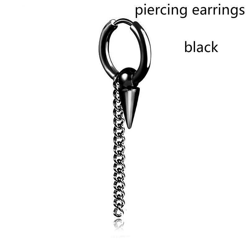 A0007008piercing Индивидуальные черные полые треугольные панковские висячие серьги, мужские Модные серьги без пирсинга, длинные висячие серьги с конусной кисточкой, 1 шт - Окраска металла: A0007008piercing