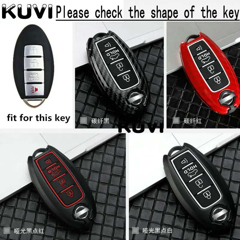key 4 button D Оболочка из углеродного волокна чехол ключа дистанционного управления автомобилем чехол для Nissan Qashqai J10 J11 X-Trail t31 t32 kicks Tiida Pathfinder Murano Note, Juke - Название цвета: key 4 button D