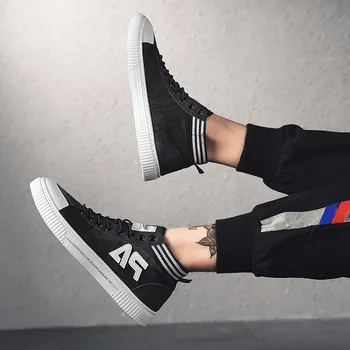 

M- Spring and Autumn Mid-Canvas Casual Breathable Lightweight Wear-resistant Non-slip Student Adult round head Men's Shoes