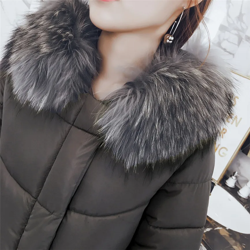 Winter Coat Women With Thick Cotton Long Fashion Women Winter Coat Faux Fur Hooded Collar Long Jackets Warm Thicken Padded Coat