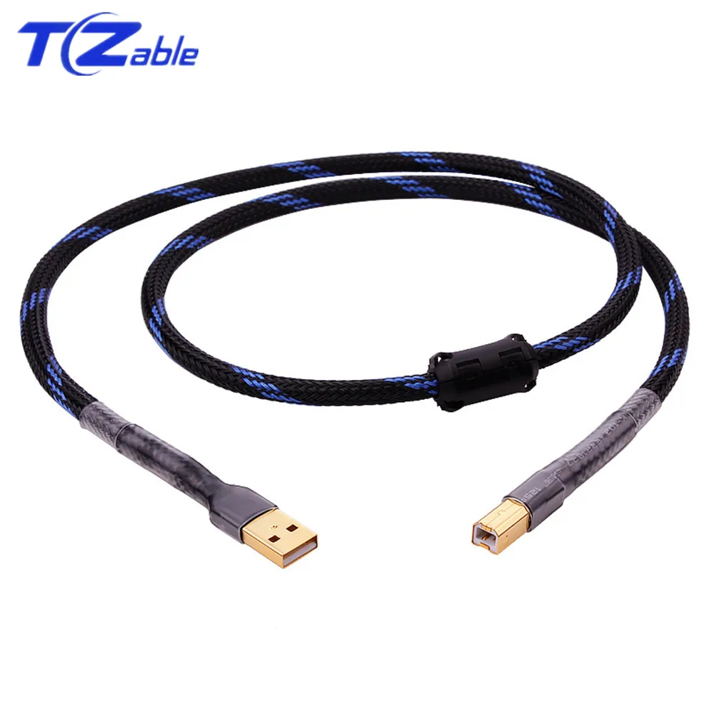 Кабель для принтера USB type A-B папа-папа позолоченный высококачественный кабель USB B экранирующий удлинитель звуковая карта DAC Line - Цвет: Blue