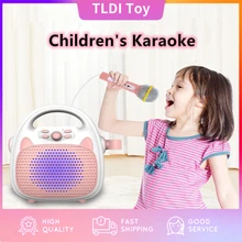 Lecteur de musique karaoké pour enfants, Machine à chanter, haut parleur Bluetooth, jouet pour fête, lumières LED, Support carte TF, cadeau pour garçons et filles