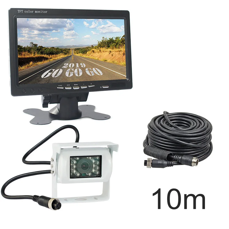10m DIYKIT 12 V-24 V DC " на тонкопленочных транзисторах на тонкоплёночных транзисторах ЖК-дисплей автомобильный монитор+ 4pin ИК Ночное ВИДЕНИЕ CCD камера для автомобиля заднего вида Системы для автобус - Название цвета: 10m