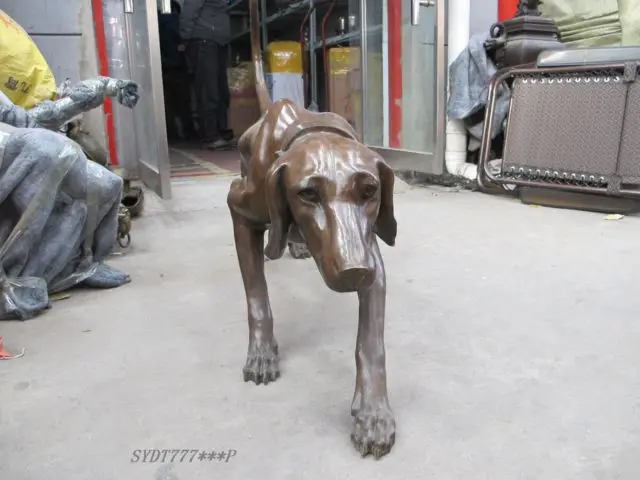 5" Западное искусство бронзовое мясоедение животное st. huberthound Bloodhound собака ST садовое Украшение настоящая латунная бронза