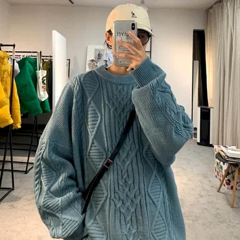 

Sweater women's round neck Korean version of loose casual all-match knit sweater sweater student lazy styl pullover jacket trend