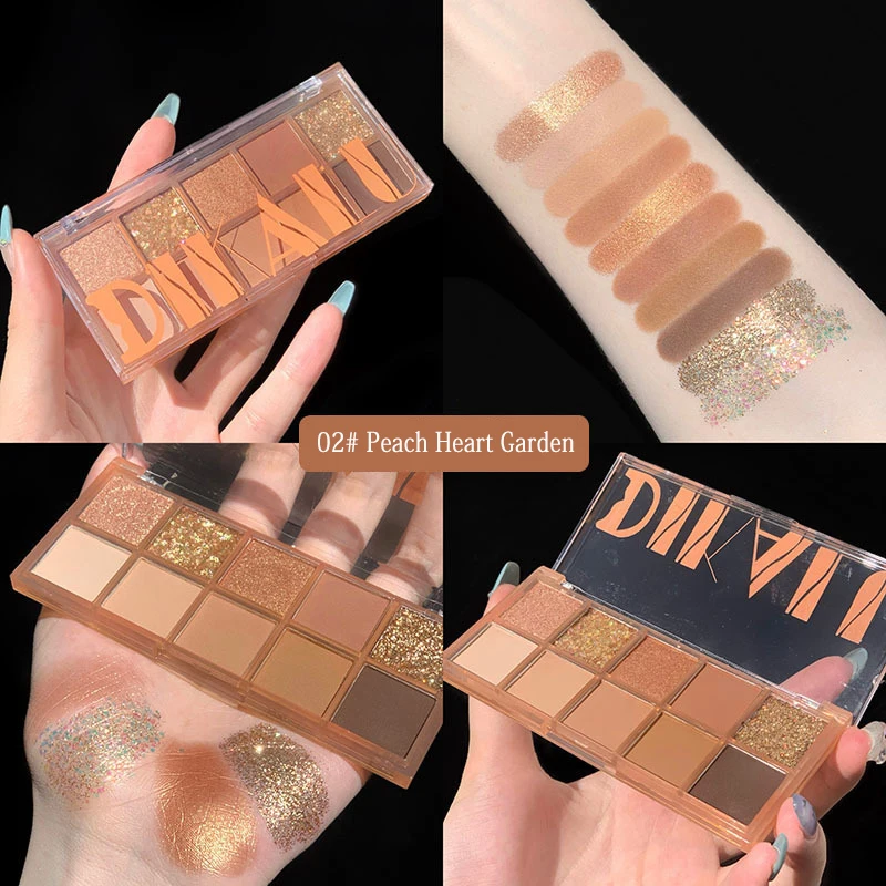 DIKALU 10 Colors Eyeshadow Palette Nude Shimmer Pearly Matte Earth Color Eyeshadow Shiny Powder Eye Shadow Disc Eye Pigments