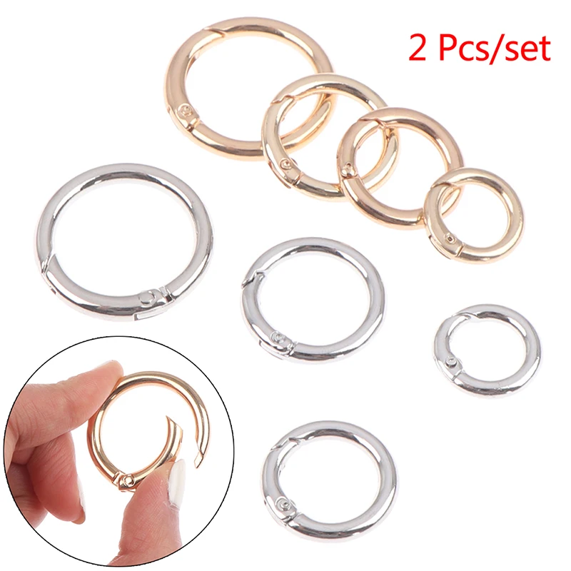 

2Pcs Metal Spring O-Ring Buckles Clips Round Push Trigger Snap Hooks Carabiner Purses Handbags Buckles Carabiner Bag Accessories