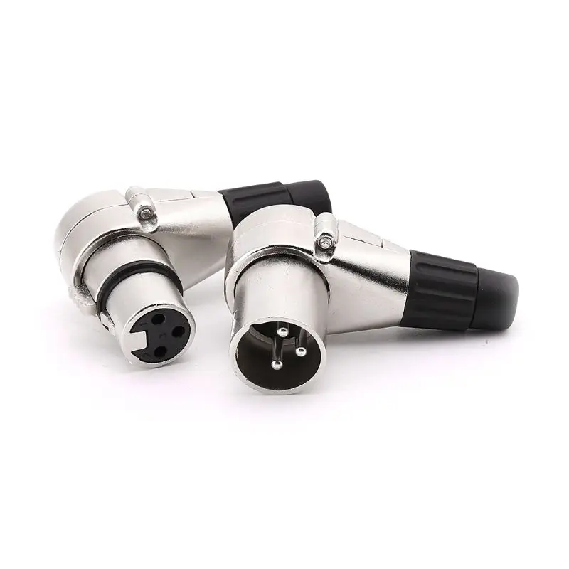 

One Pair 3Pin XLR Male & Female Plug Connectors Right Angle For Mic Microphone Speaker Audio Cable