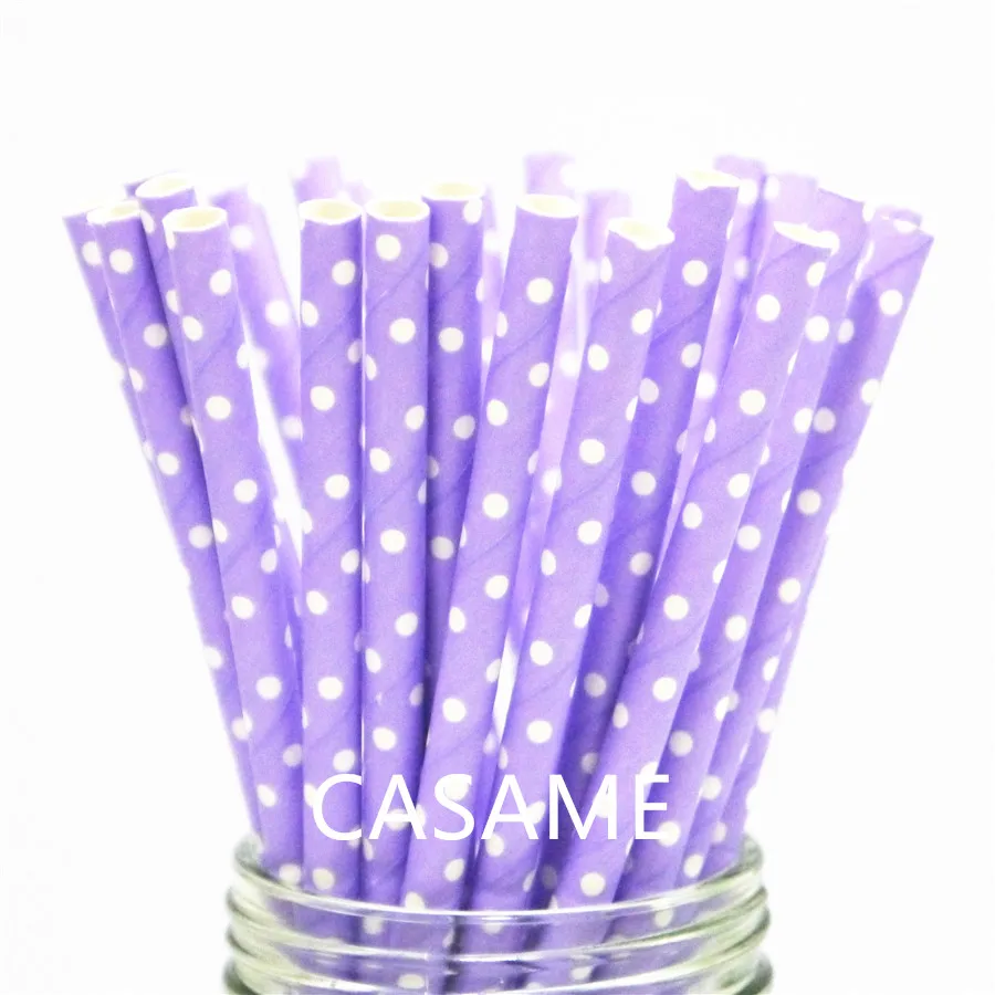Одноразовые Бумага соломинки для Baby Shower или для вечеринки Свадебная вечеринка День рождения украшения поставки питьевые соломки 25 шт./упак - Цвет: purple dot