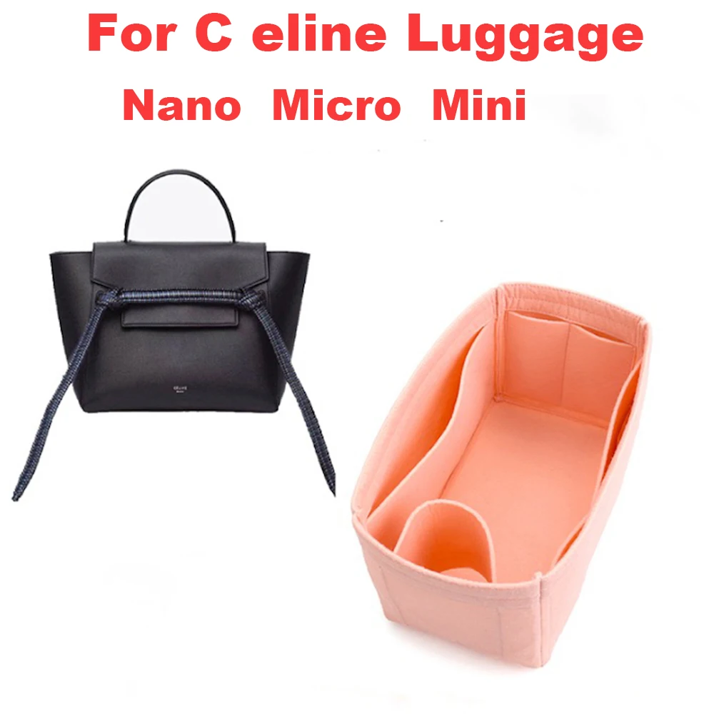 

For C eline Luggage Nano Micro Mini 3MM Premium Felt Insert Bag Organizer Makeup Handbag shaper Travel Inner Purse