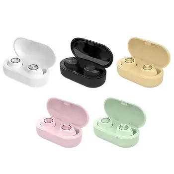 

New TW60 Stereo Earbuds Stealth Earphones Bluetooth 5.0 Portable Macaron USB Charge Pure Color Touch Control Handsfree Headset