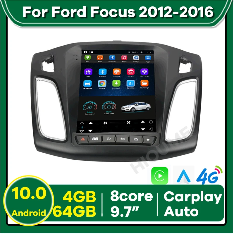 Автомобильный мультимедийный плеер с вертикальным экраном 9 7 дюйма Android 10 4 + 64 ГБ