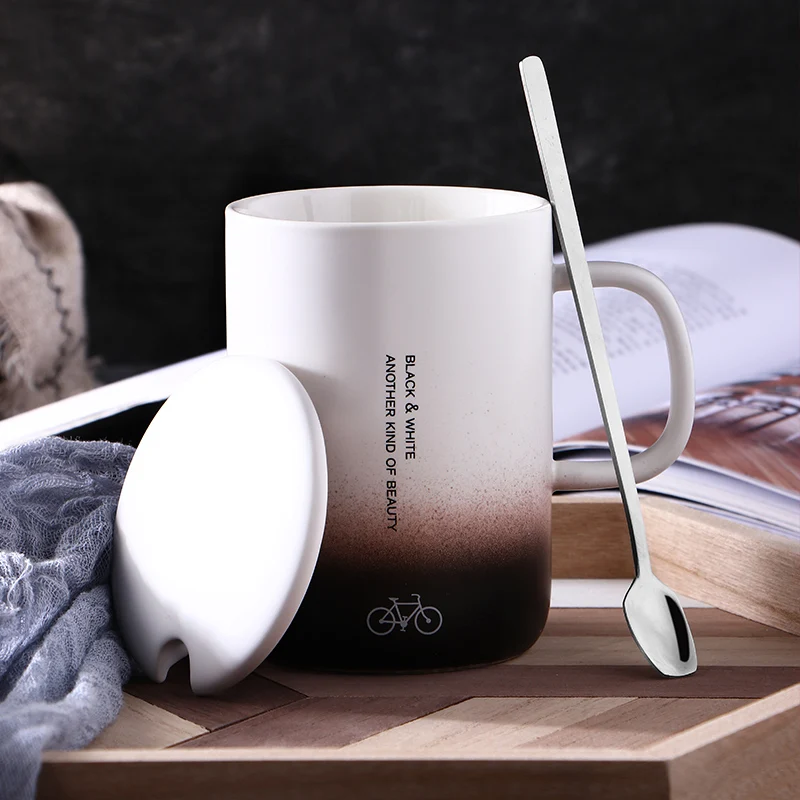 Современный стакан tazas de ceramic a creativas, кружка для путешествий, кофейная чашка, чашки и кружки, забавные, скандинавские, новинка, ins с ложкой, керамическая надпись