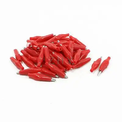 

50 Pcs Red Insulating Boot Electrical Alligator Test Clips 26mm