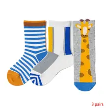 3 пары Хлопковых Носков для детей ясельного возраста, милые чулочно-носочные изделия с рисунками животных, фруктов, От 1 до 12 лет