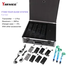 YARMEE Sistema di Guida Senza Fili di Vendita Calda Whisper Audio Guida Tour Guida 2 Trasmettitori E 38 Ricevitori YT200