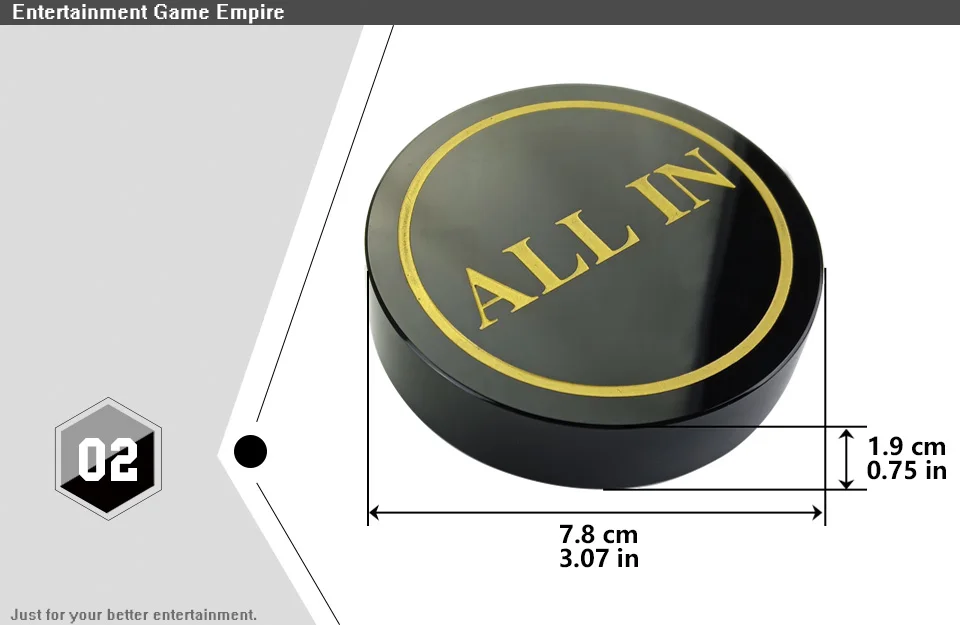 Easytoday Texas Poker Chips Standard Accessories Dealer Black Crystal All In Baccarat Dealer Button Gold Word Poker Chip (2)