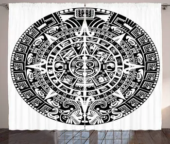 

Aztec Curtains Mayan Calendar End of The World Prophecy Mystery Cool Culture Design Print Living Room Bedroom Window Drapes
