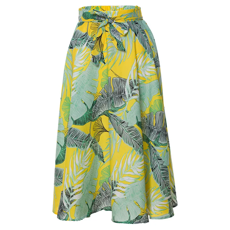 Bohemian Style Holiday Female Skirts Summer Chiffon Woman Skirts Printed Floral