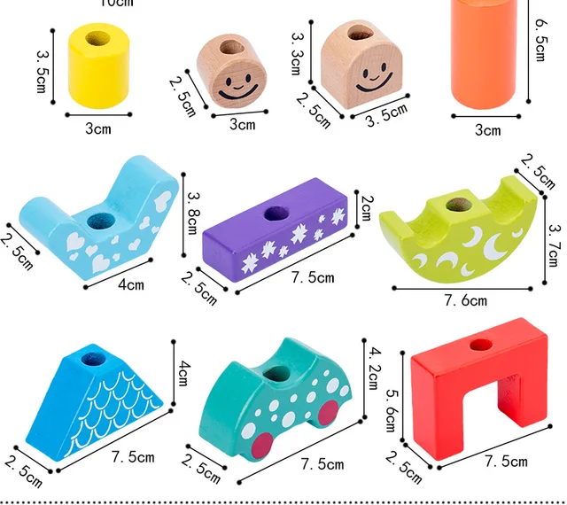 Day & Night Pillar Blocks Montessori Wooden Block Toys Parent-child Interaction Games Shape Building Block 2