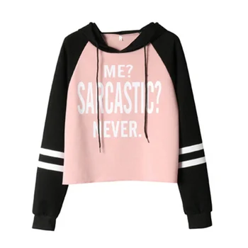 

Women's Short Hoodie Long Sleeve Casual Letter Prints Pattern Crew Neck Loose Hoodies S-XL