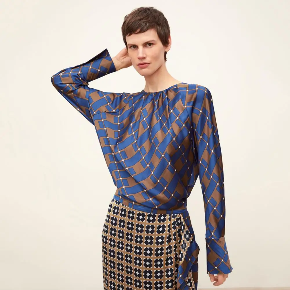 Новинка 2019 Модный пуловер с ромбовидной клетчатой печатью женские осенне-зимние