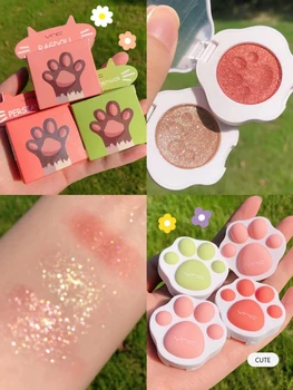 

Cute Cat Paw Eyeshadow Palette Single Color Shimmer Matte Glitter Sequins Pigment Eye Shadow Portable Waterproof Cosmetic
