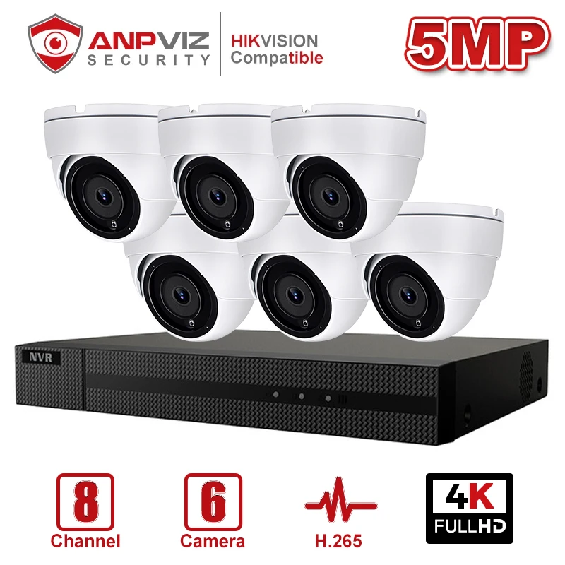 Anpviz 8CH 4K NVR 5MP белый/серый POE IP камера комплект ONVIF домашние/наружные системы