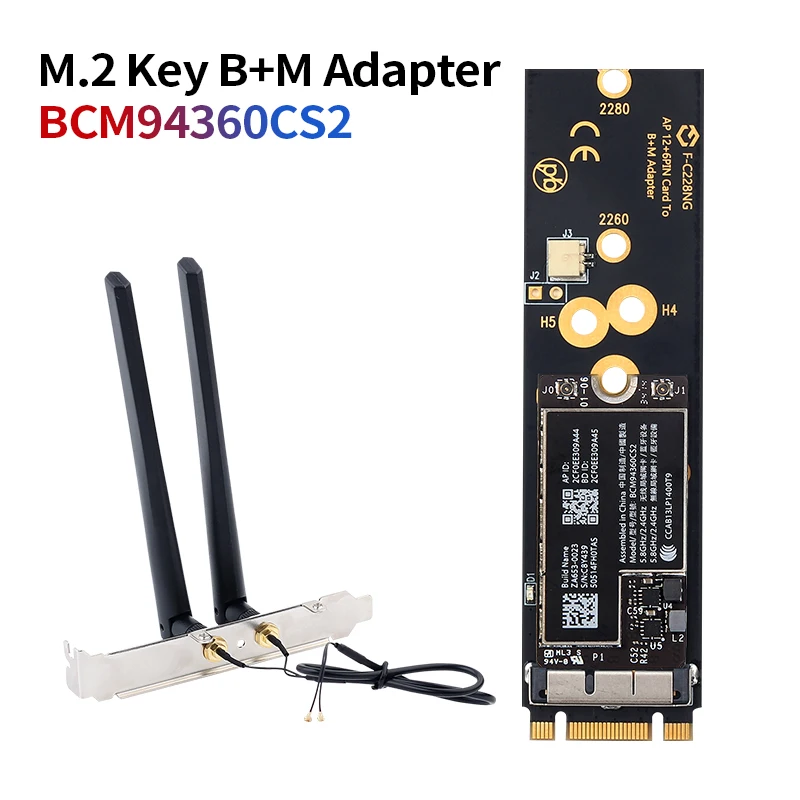 Wireless BCM94360CS2 Bluetooth WiFi Card Desktop Kit to M.2 Key M