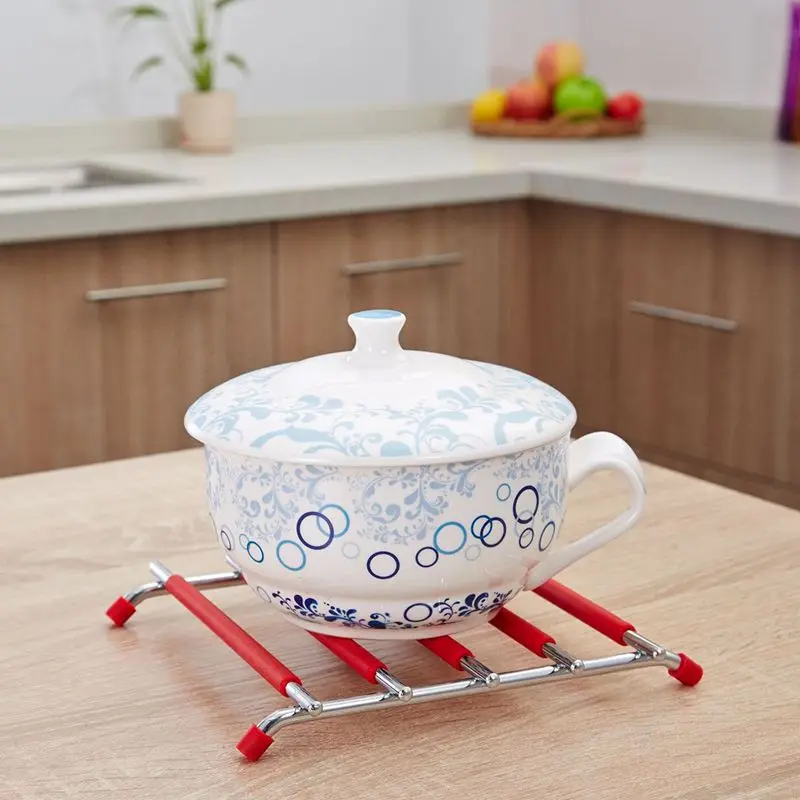 Fashion-1pc Creative Zinc Alloy Silicone Mat For Pot Heat Insulation Dining Table Mats Placemats Pad Placemat Red