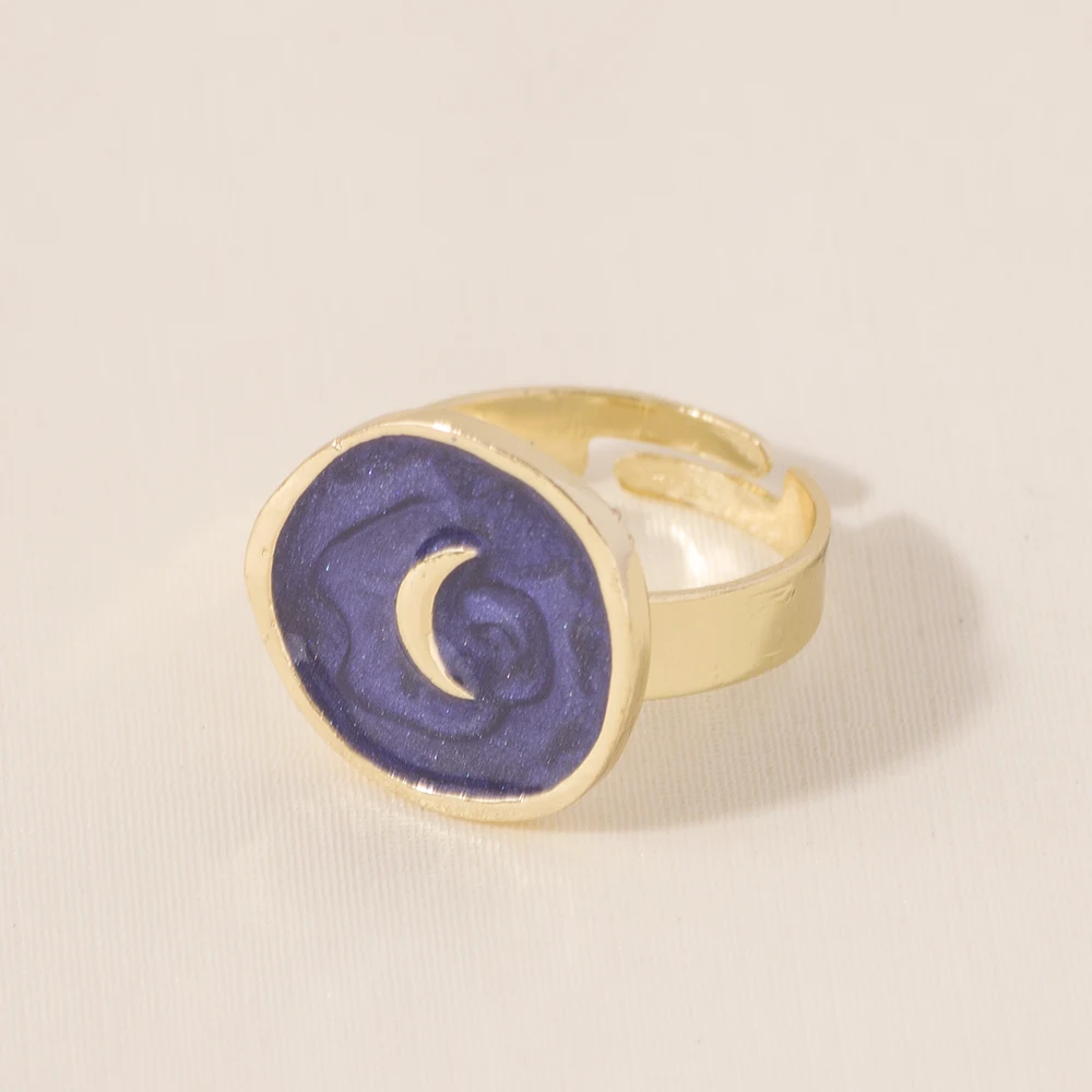 Fashion Rings Alloy Drop Oil Love Heart Moon Lightning Rings Elegant Cute Round Ring Party Jewelry Jewelry for Women - Image 4