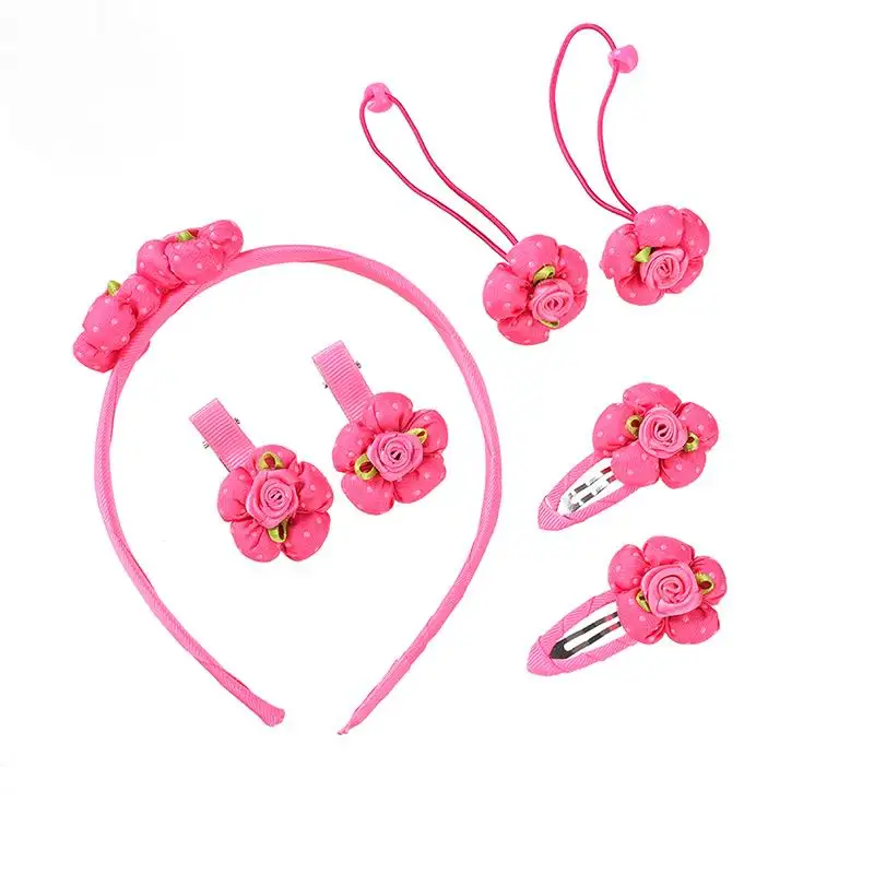 Rose Pink 7 шт./компл. 4 цвета милые девушки подарки заколка для волос, аксессуары для волос, комплект состоит из двух резинка для волос заколка для волос, заколки для волос для девочек Головные уборы набор - Цвет: Rose Pink