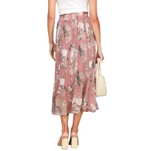 Новая модная богемная Женская плиссированная шифоновая юбка с цветочным принтом, плиссированная юбка для пляжа