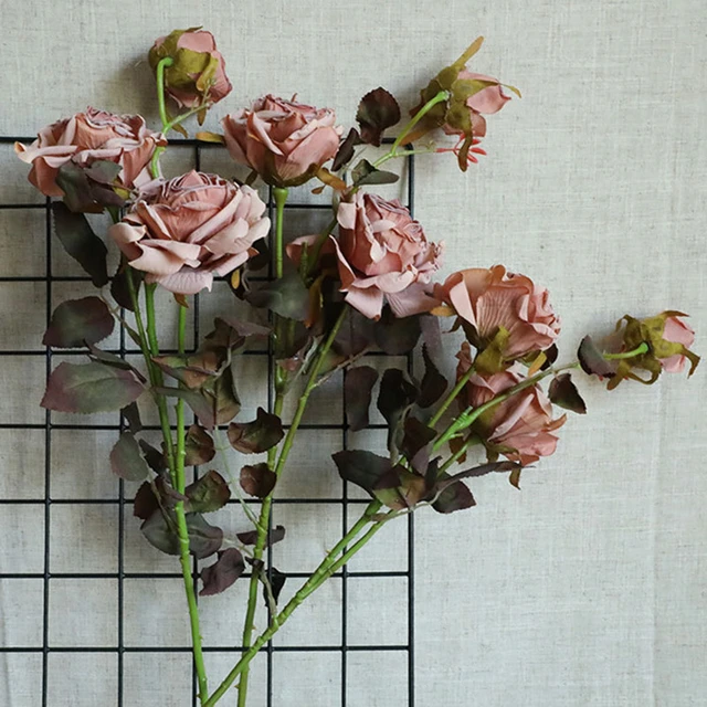 Dried roses branch wrinkled artificial flowers for home table decor