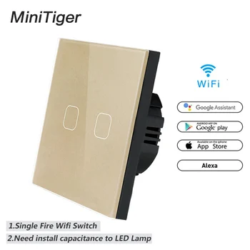 

Esooli WIFI Smart Black Crystal Glass Panel Touch Switch APP Wireless Remote Light Wall Switch Work With Alexa / Google Home