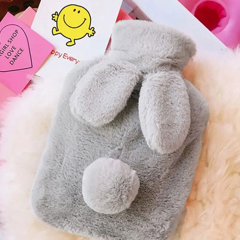 Милый кролик соблазнительными кошачьими ушками, бутылка для воды с Детское пальто из толстого плюша крышка теплый тепловой терапии