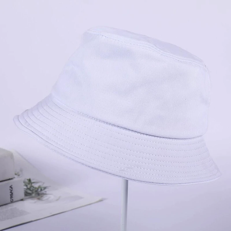 white Harajuku, рыбацкая шляпа, женская, весна-лето, Солнцезащитная шляпа, мужская, карамельный цвет, плоский верх, Панама, головной убор, для улицы, шапки, хлопок, новинка - Цвет: white