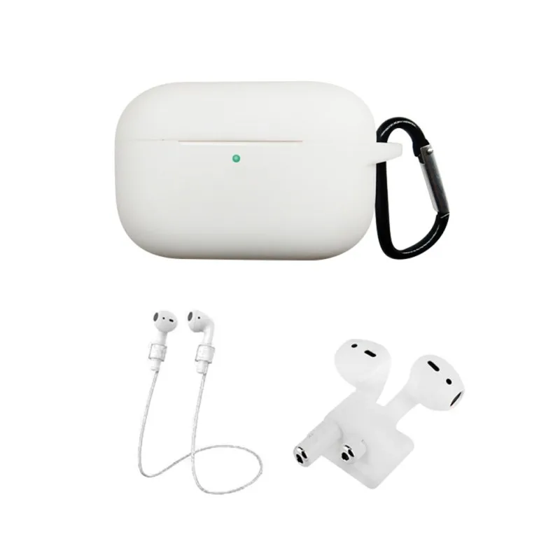 Белый Защитный чехол для AirPods Pro/3, портативная Защитная силиконовая крышка, защитная коробка для зарядки с тросом - Цвет: Белый