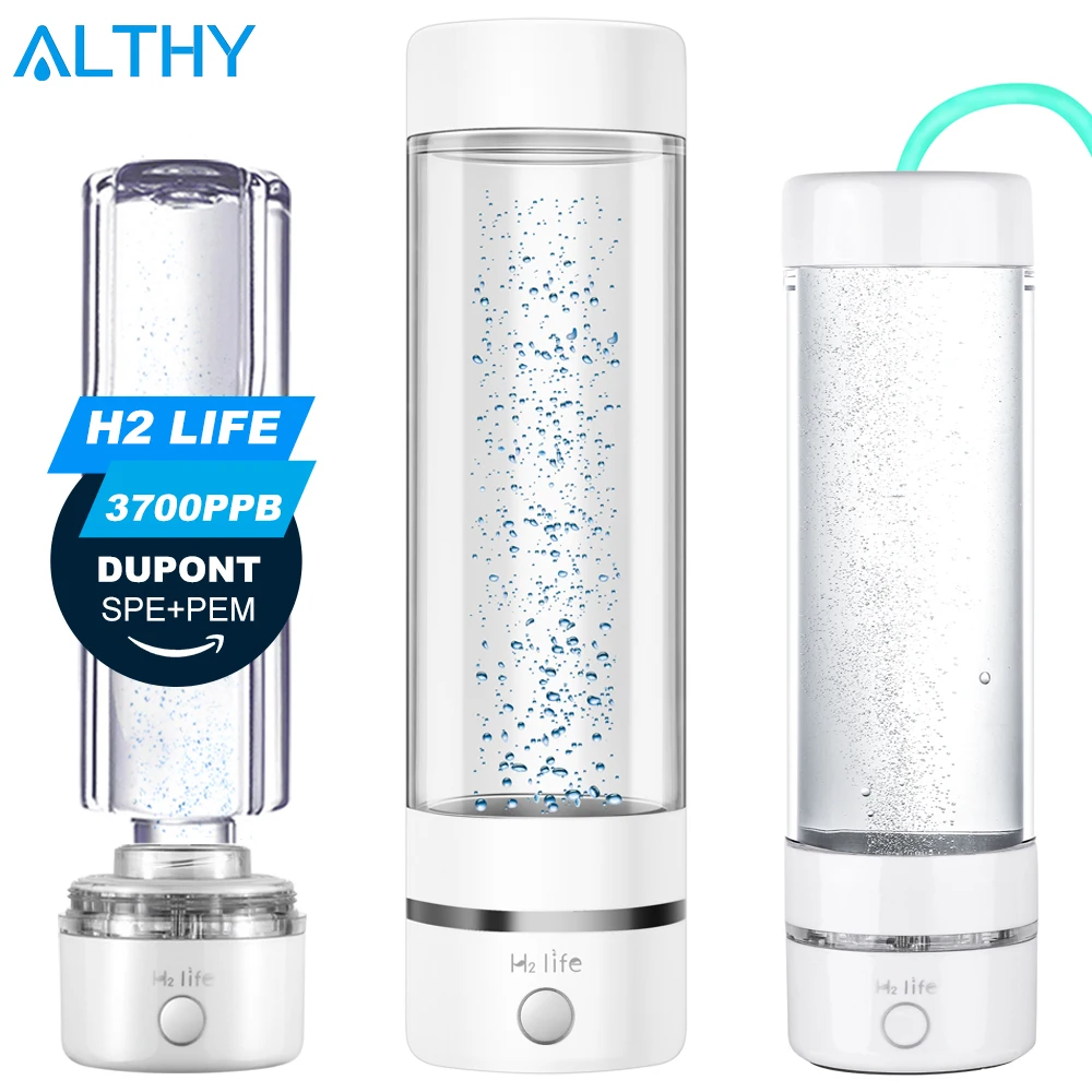 H2Life Hydrogen Rich Water Generator Bottle DuPont SPE PEM Dual Chamber Technology H2 Maker lonizer Electrolysis Cup Max 3700ppb bluevida hydrogen rich water generator bottle dupont spe