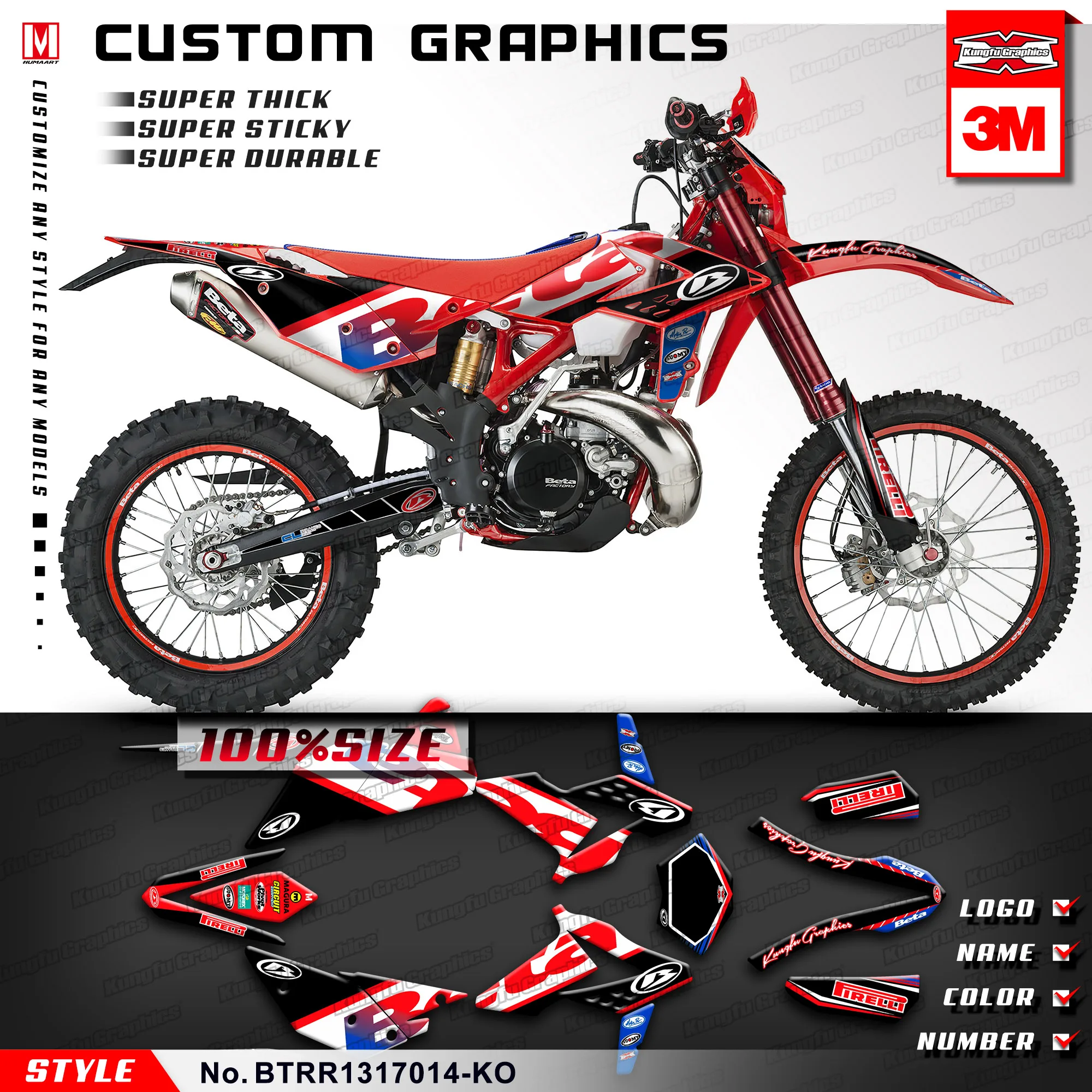 

KUNGFU GRAPHICS Vinyl Wrap Kit Decals for Beta 250 300 350 390 430 480 RR 250RR 300RR 350RR 390RR 430RR 2013 2014 2015 2016 2017