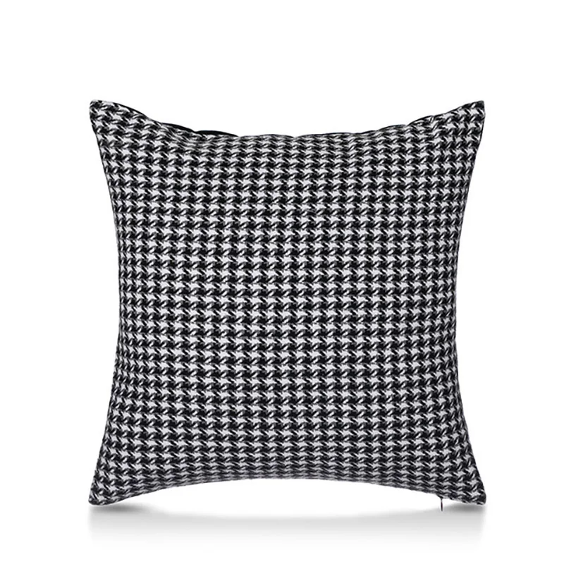 Cushion Cover decorative Cushion Throw Pillow Cover Houndstooth PU Stitching Cushion Case Sofa Bed Coussin Decorative 1 Cushion Cover decorative Cushion Throw Pillow Cover Houndstooth PU Stitching Cushion Case Sofa Bed Coussin Decorative 5