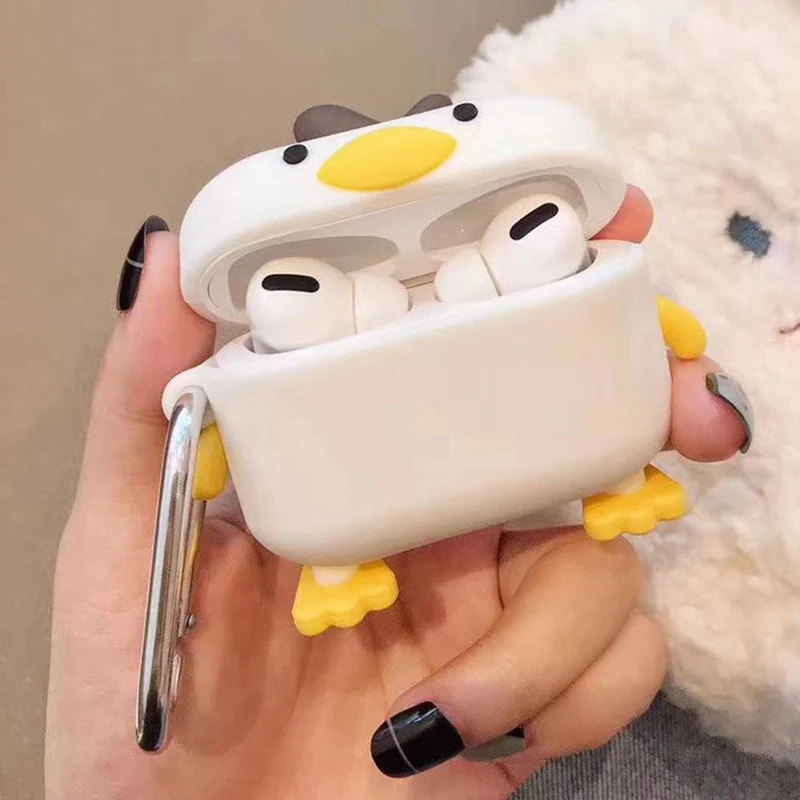 Милый мультяшный чехол для наушников для Apple Airpods Pro Чехол Мягкий силиконовый 3D стереоскопический утиный защитный чехол для наушников