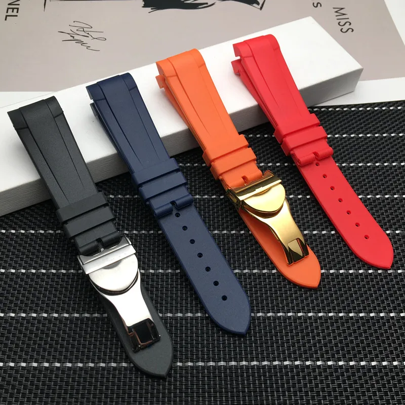 22mm Waterproof Silicone Rubber Replacement Wrist Watch Band Silver ...