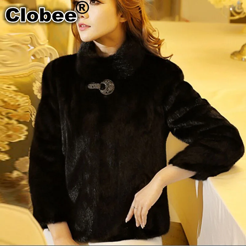 

Large Size 5XL 6XL Faux Fur Bolero Jacket For Women Fluffy Winter Rabbit Fur Coats Mink Marten Fur Coat Overcoat Stand Collar