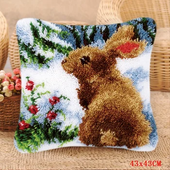 

Cute Rabbit Panda Animal Latch Hook Foamiran Carpet Embroidery Pillow Cushion Button Package Latch Hook Rug Kits goblen kitleri