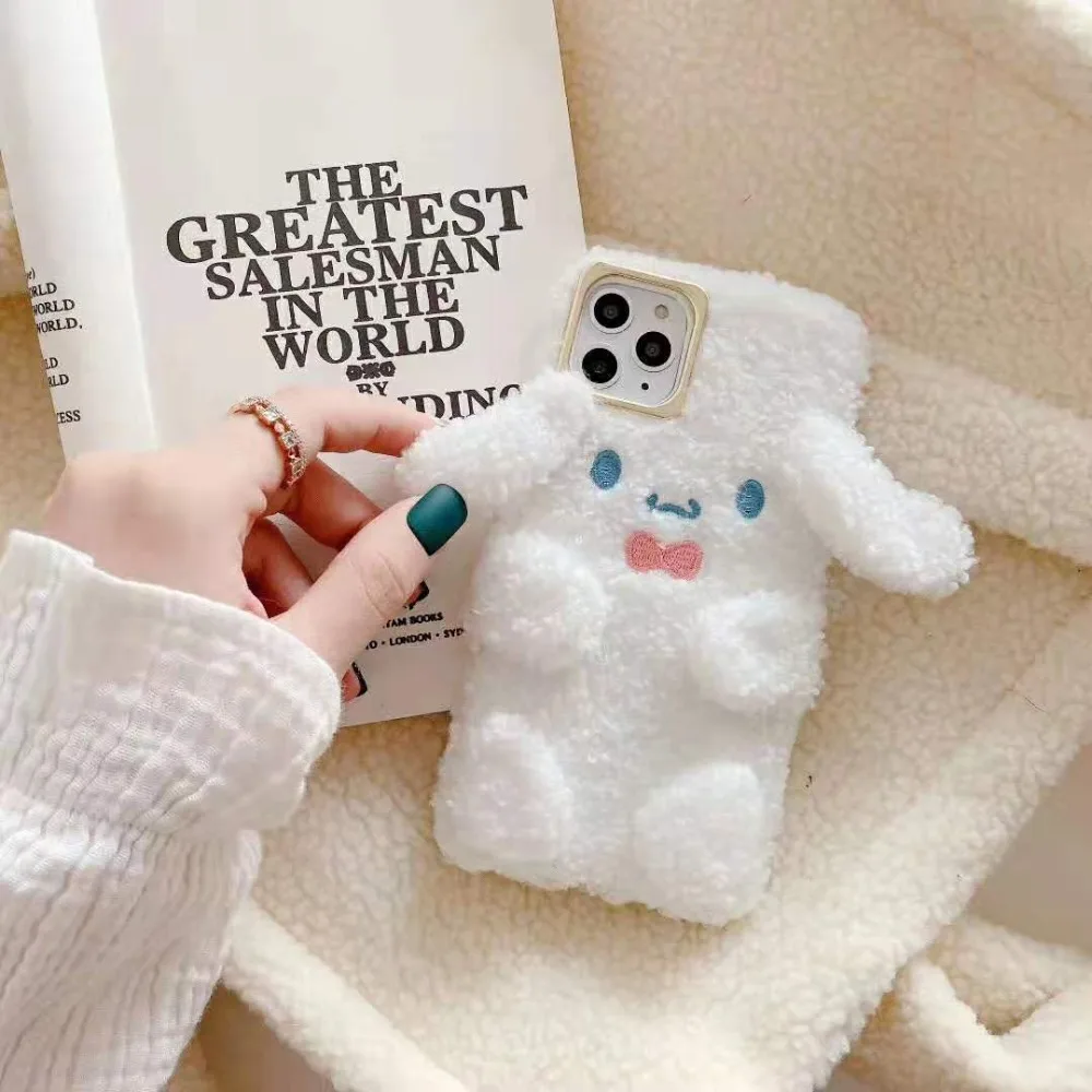 Милая теплая зимняя Мелодия Cinnamoroll кукла собака чехол для телефона пушистый плюш для iphone 11 чехол 3D мультфильм для iphone 7 8 plus XS MAX XR