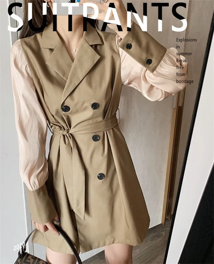 Stitching Sleeves Trench Coat 1