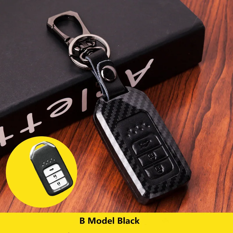Складной кожаный чехол для автомобильного ключа с верхним слоем из углеродного